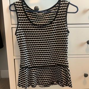 Max studio Black and white polka dot peplum top
